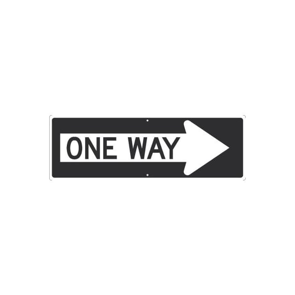 NMC Traffic Sign, One Way Arrow Right, 12in X 36in, White
